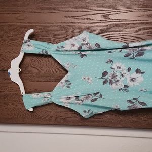 Beautiful Minty Blue Floral Dress Size 12